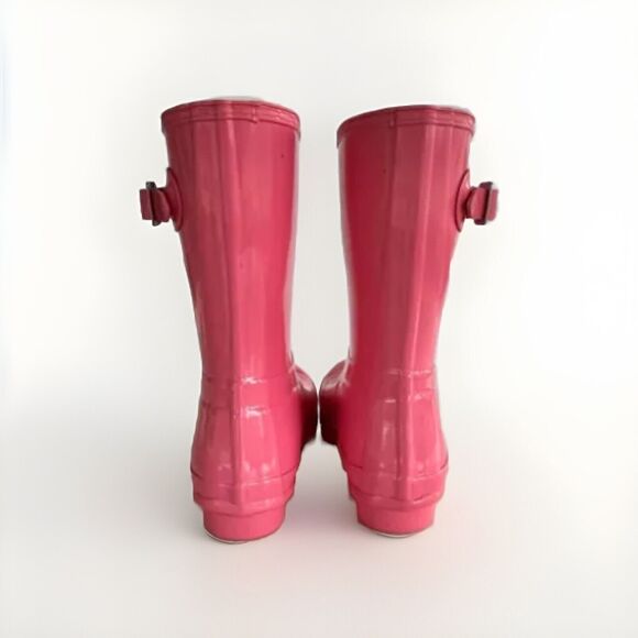 Pink Hunter Rain Boots Womens Size 7 Pink Gloss HUNTER Original Short Boots - Picture 2 of 9